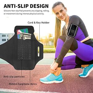 Running Armband with Airpods Bag Cell Phone Armband for iPhone 14/14 Plus/13/12 Pro/11 Pro/XS, Galaxy S21/S20, Water Resistant Sports Phone Holder & Zipper Slot Car Key Holder for 6.4 inch Phone