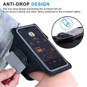 Running Armband with Airpods Bag Cell Phone Armband for iPhone 14/14 Plus/13/12 Pro/11 Pro/XS, Galaxy S21/S20, Water Resistant Sports Phone Holder & Zipper Slot Car Key Holder for 6.4 inch Phone