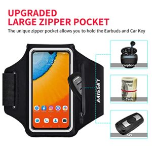 Running Armband with Airpods Bag Cell Phone Armband for iPhone 14/14 Plus/13/12 Pro/11 Pro/XS, Galaxy S21/S20, Water Resistant Sports Phone Holder & Zipper Slot Car Key Holder for 6.4 inch Phone