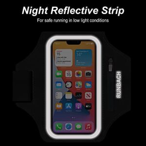 RUNBACH Armband for iPhone 15 Pro Max/15 Plus/iPhone 14 Pro Max/14 Plus/13,12,11 Pro Max/XS Max/iPhone 8/7 /6 Plus,Water Resistant Sport Armband with Zipper Slot for Airpods and Keys (Black)