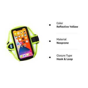 Tune Belt AB91RY Cell Phone Armband Holder Case for iPhone 11/12/13/14/15, 12/13/14/15 Pro, 11 Pro Max, XS Max, XR, Galaxy S21/S22/S23 Plus & More for Running & Working Out (Neon Yellow Reflective)