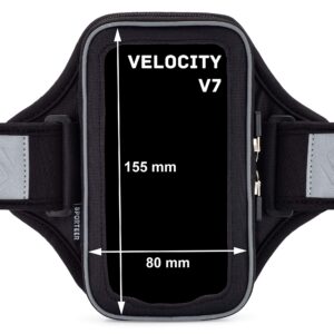 Sporteer Velocity V7 Running Armband - Compatible with iPhone 15, 15 Pro, 14, 14 Pro, 13, 13 Pro, iPhone12/12Pro, Galaxy S24, S23, S22 5G, Google Pixel, and Many More Mobile Phones - Fits Most Cases