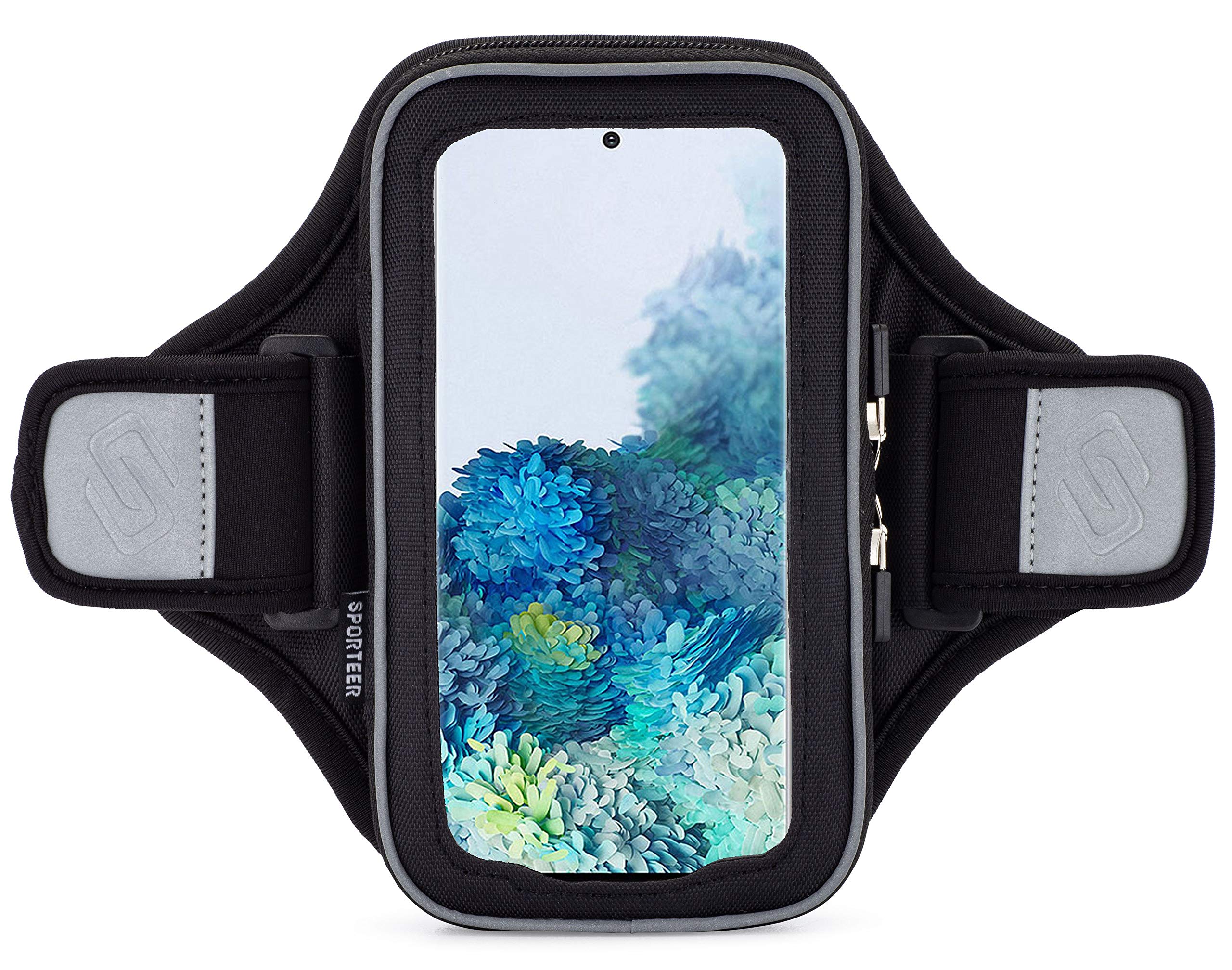 Sporteer Velocity V7 Running Armband - Compatible with iPhone 15, 15 Pro, 14, 14 Pro, 13, 13 Pro, iPhone12/12Pro, Galaxy S24, S23, S22 5G, Google Pixel, and Many More Mobile Phones - Fits Most Cases