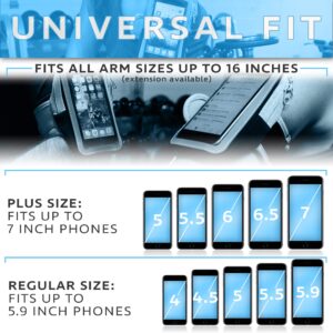 Universal Phone Holder for Running: Armband Sleeve Workout Gear Arm Pouch Case & Bag Compatible Apple iPhone 7 7S 8 8S Plus X XS XR MAX 11 & Galaxy Note 7 8 9 - All Plus Sized Phones Up to 6.4 Inches