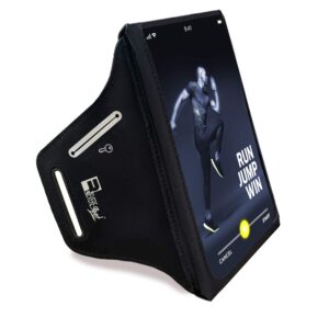 RevereSport Waterproof Running Armband for Phone with Case On (Otterbox, Lifeproof). Sports Phone Holder Compatible iPhone 15/14/13/12/11/SE Samsung S24/S23/S22/S21/S20 (Medium)