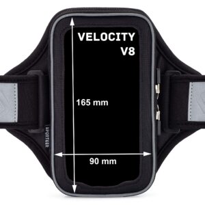 Sporteer Velocity V8 Running Armband - Compatible with iPhone 15 Pro Max, 15 Plus, 14/13 Pro Max, 15/14/13 Pro, iPhone 15/14/13, Galaxy S23 Plus, S22 Plus, Pixel, & Many More Cell Phones - FITS CASES