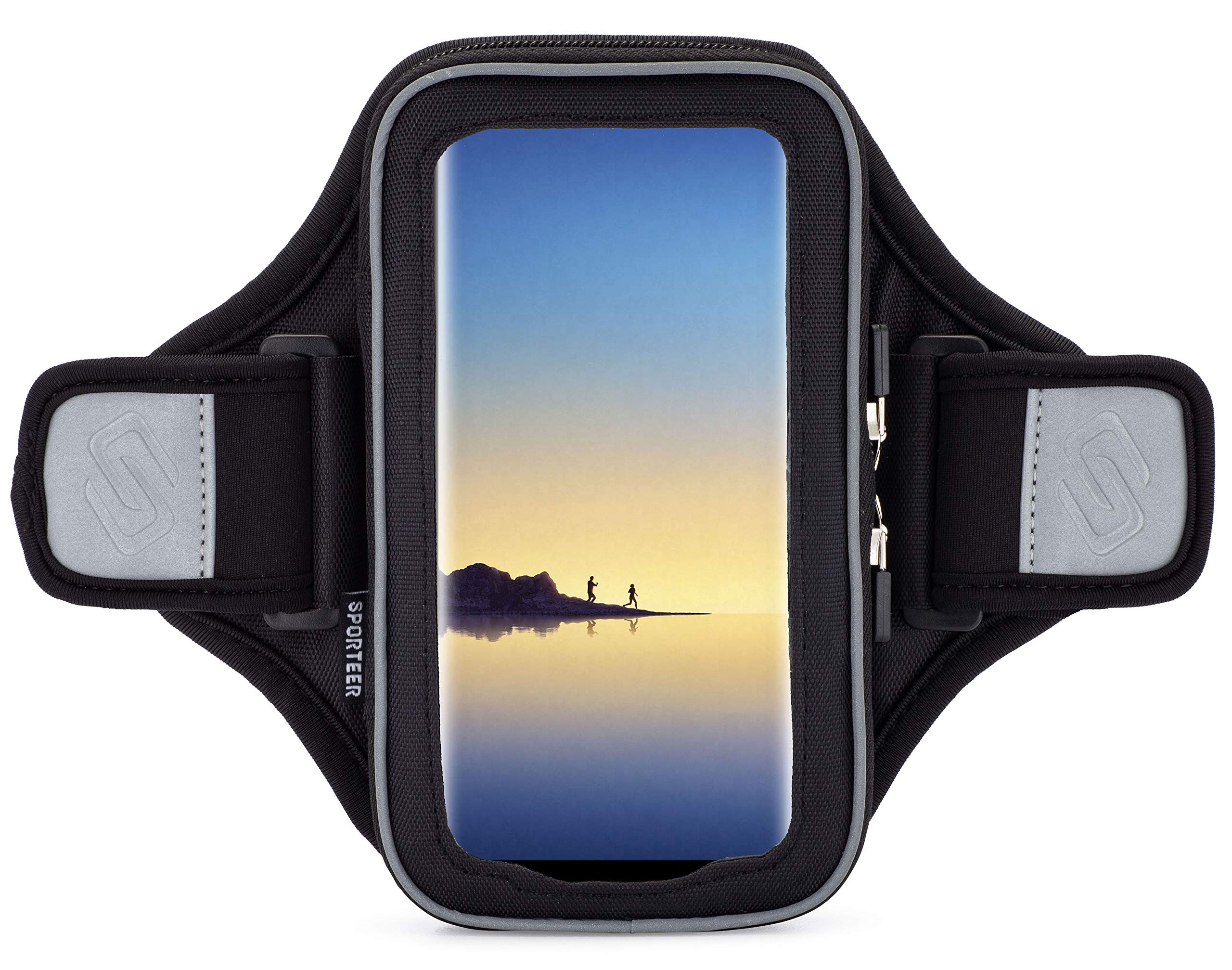 Sporteer Velocity V8 Running Armband - Compatible with iPhone 15 Pro Max, 15 Plus, 14/13 Pro Max, 15/14/13 Pro, iPhone 15/14/13, Galaxy S23 Plus, S22 Plus, Pixel, & Many More Cell Phones - FITS CASES