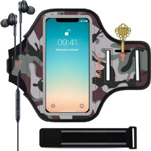 runbach armband for iphone 13/13 pro/12/12 pro/11/xr,camo sweatproof running exercise bag with card slot for iphone 13,13 pro,12,12 pro,iphone 11,iphone xr (woodland camo)