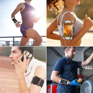 ZC GEL Running Armband Phone Holder, Arm&Wrist Phone Holder with 2 Different Lengths Strap Fit for Men Women Keep Your Phone Secure, Separable 360°Adjustable Phone Armband for Workout Running Jogging