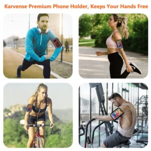 Phone Holder for Running, Karvense Phone Arm Bands for Running Exercise Workout Jogging, for iPhone SE/13 mini/12 mini/11 Pro/8/7/6s, Samsung Galaxy, up to 5.4'', Cell Phone Armband with Zipper Pocket