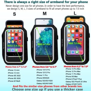 Phone Holder for Running, Karvense Phone Arm Bands for Running Exercise Workout Jogging, for iPhone SE/13 mini/12 mini/11 Pro/8/7/6s, Samsung Galaxy, up to 5.4'', Cell Phone Armband with Zipper Pocket