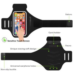 Phone Holder for Running, Karvense Phone Arm Bands for Running Exercise Workout Jogging, for iPhone SE/13 mini/12 mini/11 Pro/8/7/6s, Samsung Galaxy, up to 5.4'', Cell Phone Armband with Zipper Pocket