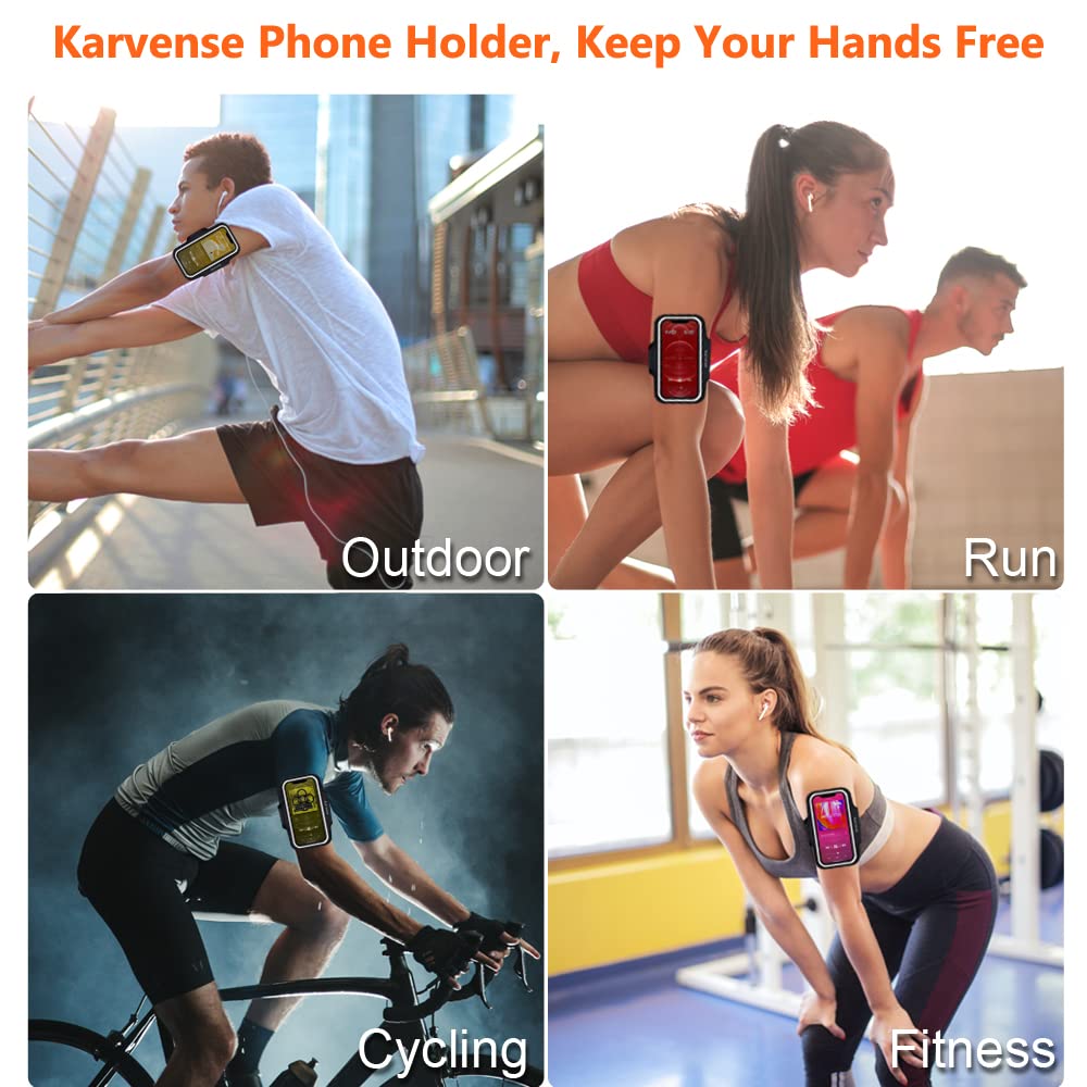 Phone Holder for Running, Karvense Phone Arm Bands for Running Exercise Workout Jogging, for iPhone 15 Pro Max/15 Plus/14 Pro Max/13 Pro Max, Samsung Galaxy S24 +/Ultra, to 6.9'', Cell Phone Armband