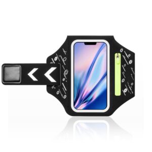 yardy water resistant cell phone armband for iphonehuweisamsunglg,etc.running armband phone holder case, card slot & zipper slot car key holder for 6.5 inch phone(black)