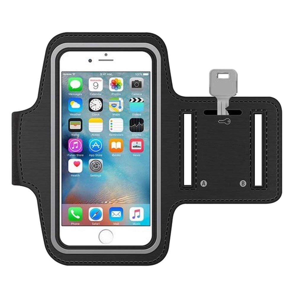 MMOBIEL Arm Phone Holder for Running Compatible with iPhone 15/14/13/13 Pro/12/12 Pro/11/XR and Other Models up to 7.1 inch - Stretchable Running Phone Holder Armband Incl. Key Holder - Black