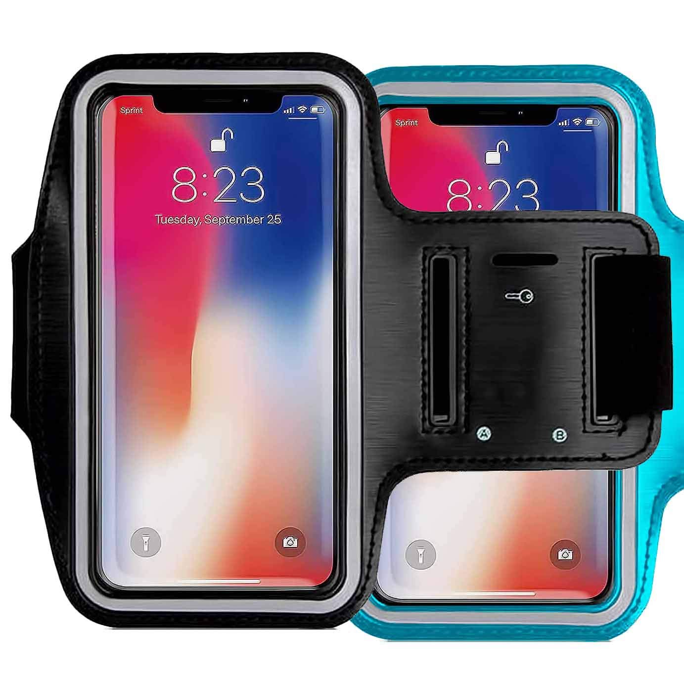 2Pack CaseHQ Water Resistant Cell Phone Armband Case Compatible with iPhone 12 iPhone 12 Mini iPhone 12 Pro Max iPhone 11, 11 Pro, 11 Pro Max, X, Xs Max, Xr, 8, 7, 6 Plus. Adjustable Band & Key Slot