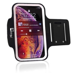 reveresport premium iphone 13 mini running armband. premium phone arm holder for sports, gym workouts and exercise