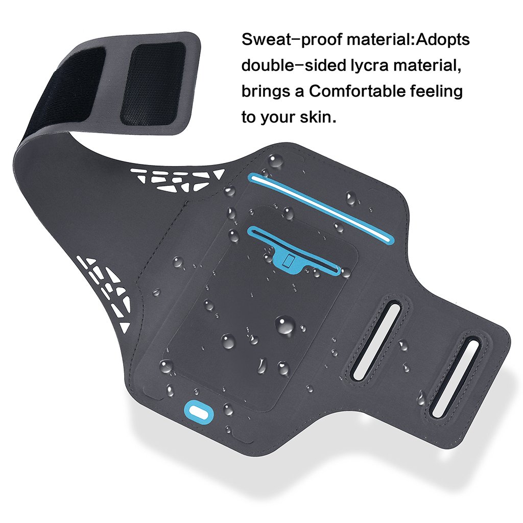 Premium Cell Phone Armband Holder Sports Running Arm Case with Headphone Hole for iPhone Xs Max 8 7 6 Plus Galaxy S10+ S9 S8 S7 Moto G7 G6 E5 Play Z4 Z3 Play Google Pixel 3a Razer Phone 2 (Black)