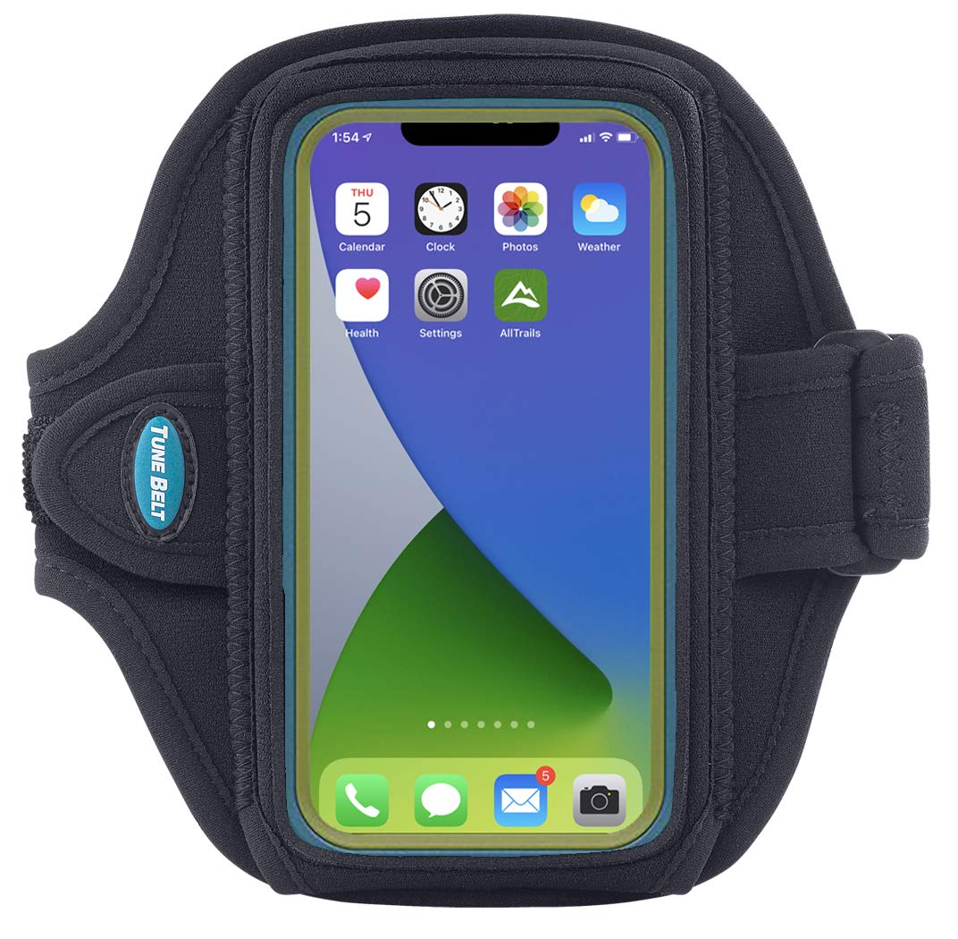 Tune Belt AB88 Cell Phone Running Armband Holder, Pocket Size fits OtterBox Commuter or Similar Case for iPhone 12/13 Mini, SE 2020 and iPhone X/XS, Water Resistant (Black)