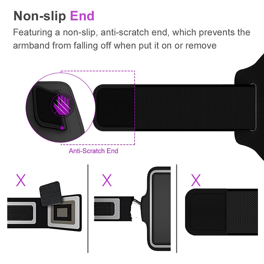 JEMACHE Running Armband for iPhone 15/14 Plus, 15/14 Pro Max, 15 14 13 12 11 XR SE, 6S 7 8 Plus, Samsung Galaxy S23 S22 S21 Ultra, Plus, Workouts Phone Arm Band with Airpods Holder