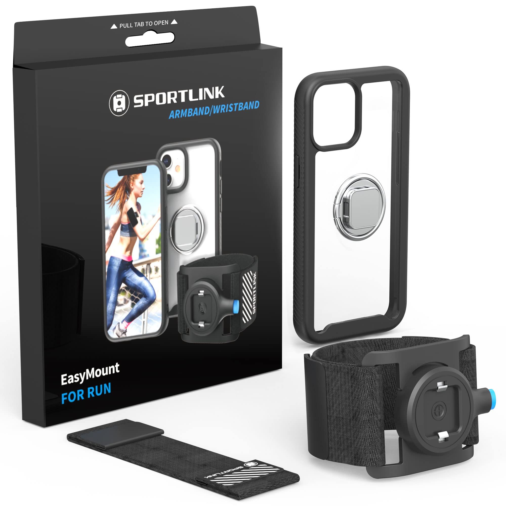 SPORTLINK Compatible with iPhone 13 Running Armband - Cell Phone Armband Holder for Running with Clear Shockproof Case & Phone Ring Holder for Workout Sports Fitness