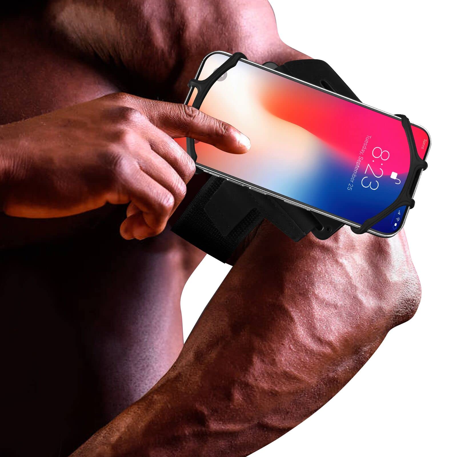 Phone Armband Running Wristband Phone Holder, Detachable Running Accessories Walking Exercise & Gym Workout.360°Rotatable for iPhone 14/13/Pro Max/Pro/Mini/12/11/SE/Xs/XR/X/8/7/Plus, Fits All 4-6.7