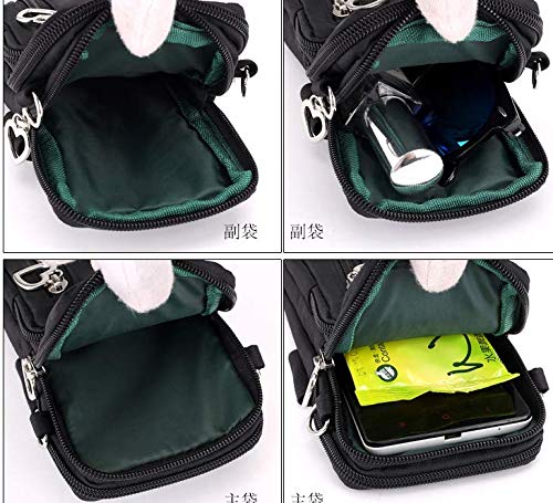 Women Nylon Cell Phone Purse Small Crossbody Bag Sport Armband Wristband Wallet for iPhone 11 Pro Max, Galaxy Note 10+/9 S20+ S10 Plus S20 Ultra A50 A70, Moto G8+ G7 Power G6 Plus,LG Stylo 5/6 (Black)