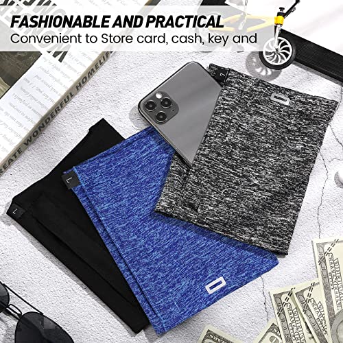 Outus 3 Pieces Phone Armband Running Armband Phone Sleeve for Running Arm Bands for Cell Phone Running Phone Holder Arm Bands for Running Walking Hiking Jogging Travel (Black, Gray, White-Blue,L)