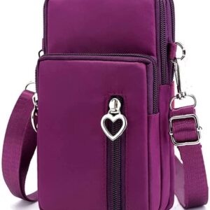 Crossover Body Bag Armband for iPhone 13 Pro Max 14 Pro Max/Galaxy S23 Ultra, S22 Ultra, A14 5G A53 A32 Note 10 Plus S21 Plus/TCL 30 XL 20 XE Small Cute Cell Phone Purse Wallet Pouch (Purple)