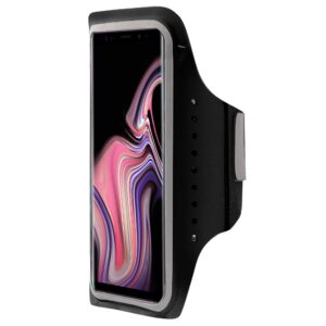 Premium Lycra Sports Running Armband Cell Phone Arm Case w Card Holder for iPhone XR 13 12 Pro 11 Pro XS Max, Samsung Galaxy S21 FE S21 S20 5G Note10 A51 A10S, Moto G8 Power G7 Plus, Pixel 5a (Black)