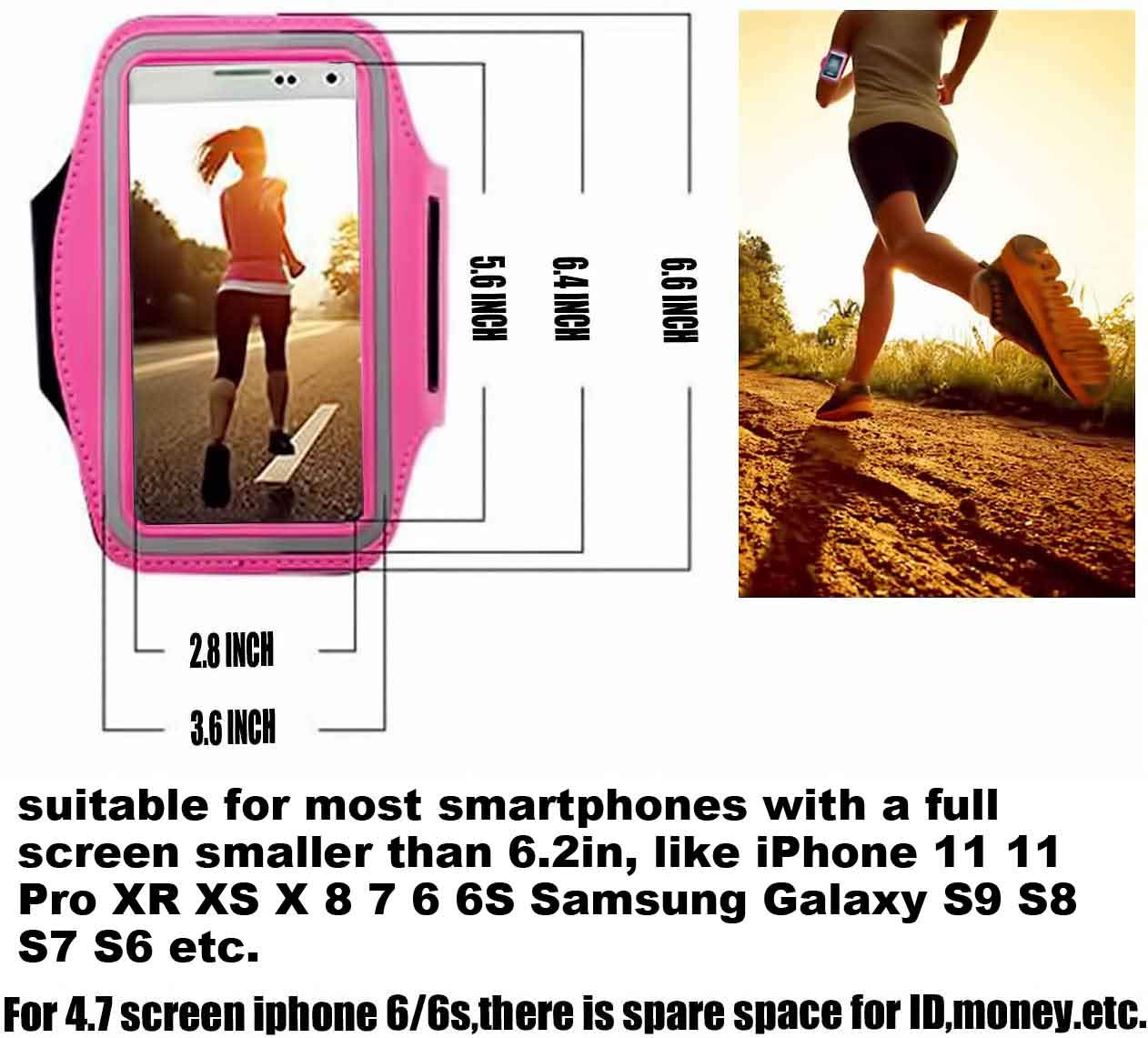 CaseHQ Armband Sport Running Exercise Gym Sportband Case Compatible Phone iPhone 11 PRO MAX, 8 Plus/iPhone 7 Plus/iPhone 6 Plus/6s Plus, with Key Holder & Card Slot, Water Resistant