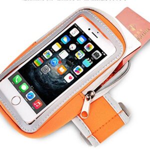 Jlyifan Hking Running Sport Gym Sweatproof Armband case for iPhone 11 / iPhone 11 Pro Max/Google Pixel 4 / 3a / Motorola One Zoom/Moto G8 Plus / G8 Play/Xiaomi Mi Note 10 / Redmi Note 8T (Orange)