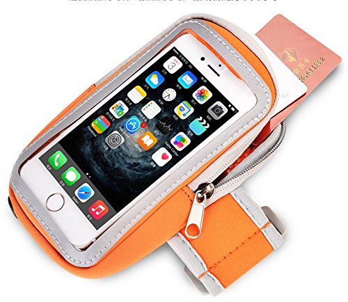 Jlyifan Hking Running Sport Gym Sweatproof Armband case for iPhone 11 / iPhone 11 Pro Max/Google Pixel 4 / 3a / Motorola One Zoom/Moto G8 Plus / G8 Play/Xiaomi Mi Note 10 / Redmi Note 8T (Orange)