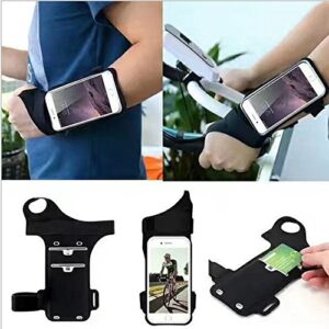 Outdoor Jogging Riding Running Sports Gym Lycra Thumb Armband Pouch Case for iPhone 14 13 12 11 Pro Max XR XS Max Samsung Galaxy S23 S22 S21 S20 FE A54 A53 A52 A33 5G Google Pixel 7 6 6a (Black)