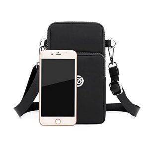 Nylon Small Crossbody Bag Cell Phone Purse Wallet Travel Wristlet Armband for iPhone 13 12 11 Pro Max Galaxy S22 Ultra A72 A52 A42 A02 A21 A12 A11 A20S, Moto G30 G10 BLU G91 G90 Pro LG Velvet (Black)