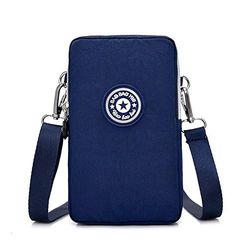 Leisure 3-Layers Small Crossbody Bag Cell Phone Purse Pouch Wristband Wallet Armband for Samsung Galaxy Note 9 S10+ S9 A20 A50 J8 OnePlus 6T Google Pixel 3a,Pixel XL,ASUS ZenFone 6/5Z/ROG Phone-Blue