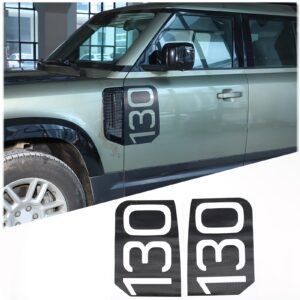 black & carbon fibre tecture car vinyl decal front fender stickers section side scuttles compatible for land rover defender 130 110 90 2020 2021 2022 2023 2024 pvc accessories (for 130, carbon fibre)