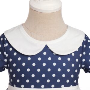 IDOPIP 1950s Housewife Costume for Girls Kids Baby Halloween Birthday Party Dress up Retro Polka Dot Print Tutu Dress with Apron + Headband Housewife Outfit Navy Blue Polka Dot - Heart 9-12 Months