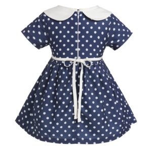 IDOPIP 1950s Housewife Costume for Girls Kids Baby Halloween Birthday Party Dress up Retro Polka Dot Print Tutu Dress with Apron + Headband Housewife Outfit Navy Blue Polka Dot - Heart 9-12 Months