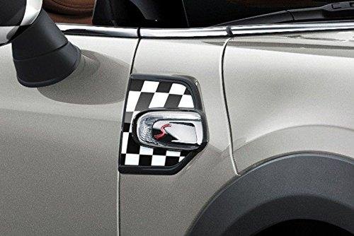 Xotic Tech 2X Side Exterior Fender Scuttle Checkered Pattern Vinyl Sticker Decal Decoration Accessories, Compatible with Mini Cooper F55 2015+,F56 2014+(Whtie Black)