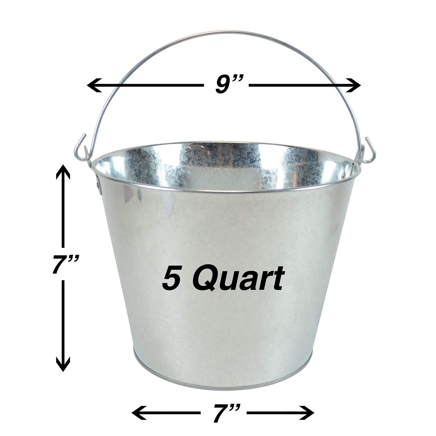 5-Quart Galvanized Pail Beer Bucket 9x9x7 inches (Pack of 12)