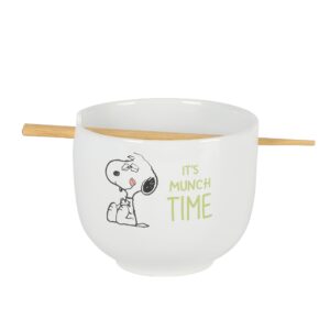 peanuts snoopy 6" munch ramen stoneware noodle bowl w/chopsticks