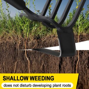 Garden Hoe, Cultivator Stirrup Hoe Garden Tool for Weeding, 73 Inch Heavy Duty Hula Hoe with Adjustable Long Handle, Scuffle Loop Hoe with Rake 2-in-1 Gardening Tool for Loosening Pulling Weed