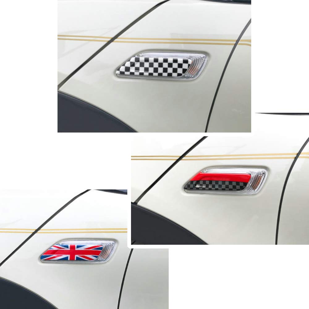 Heinmo Car Side Scuttle Stickers Turn Signal Lamp Pattern Decorative Shell ABS Cover Decals for Cooper Clubman F54 (Gold Union Jack)