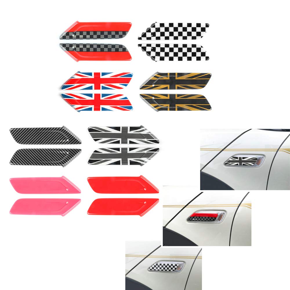 Heinmo Car Side Scuttle Stickers Turn Signal Lamp Pattern Decorative Shell ABS Cover Decals for Cooper Clubman F54 (Gold Union Jack)