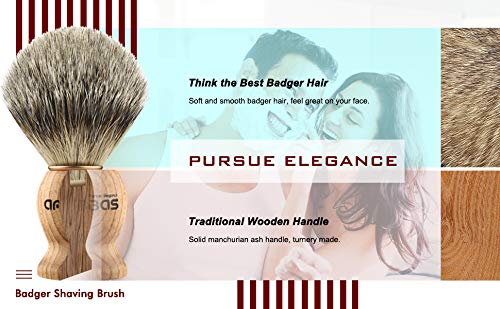 Shaving Set, 3in1 Pure Badger Hair Shaving Brush Natural Solid Wood Handle and Stainless Steel Shaving Stand with Shaving Bowl Dia 3.2 inches for Men Wet Shaving by Anbbas