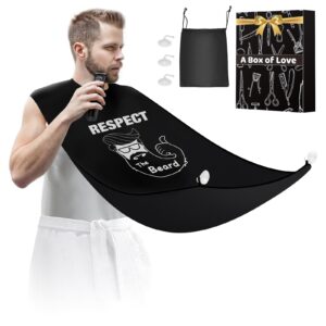 longesism beard bib shaving apron, mens gift for husband dad, stocking stuffers christmas birthday gifts for men boyfriend him (respect)