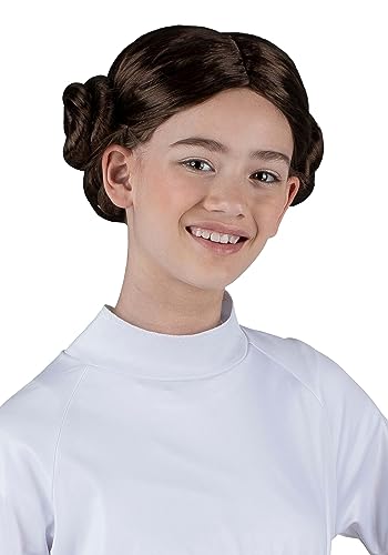 Jazwares STAR WARS Princess Leia Youth Wig - One-Size-Fits-All Synthetic Twin Bun Wig Standard