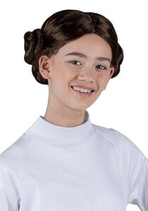 jazwares star wars princess leia youth wig - one-size-fits-all synthetic twin bun wig standard