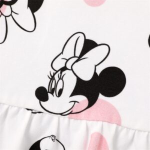 Disney Mickey and Friends Dress Toddler Girls Dresses Short Sleeve Ruffle Hem Dress A-line Dress White 3-4 Years
